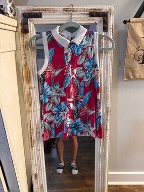 Tommy Bahama Sleeveless Floral Polo Tank - Pink & Blue